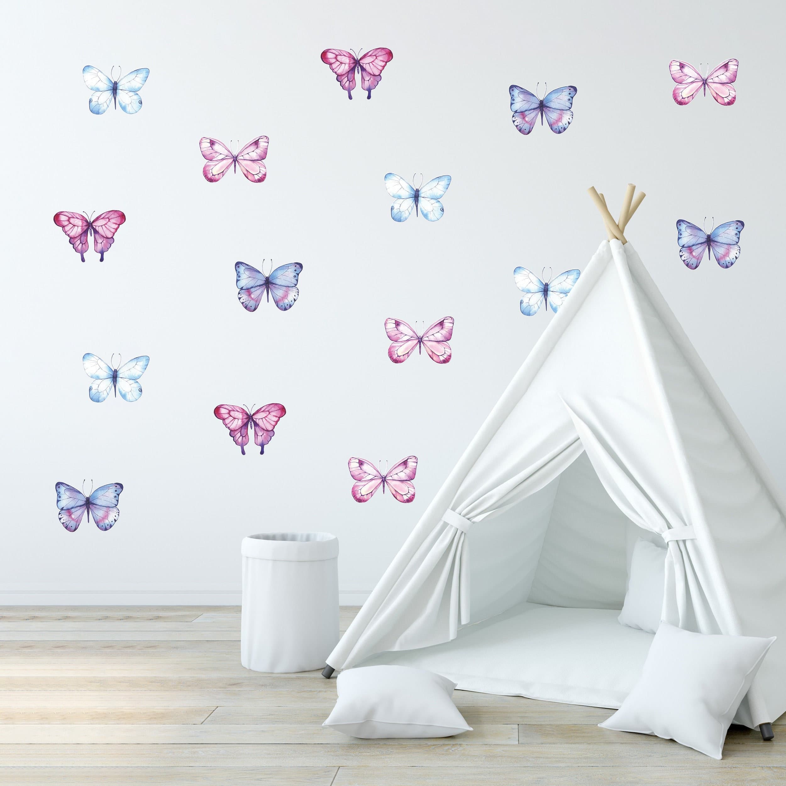 Watercolor Butterfly Wall Decals - Set of 16 Butterflies Stickers ...