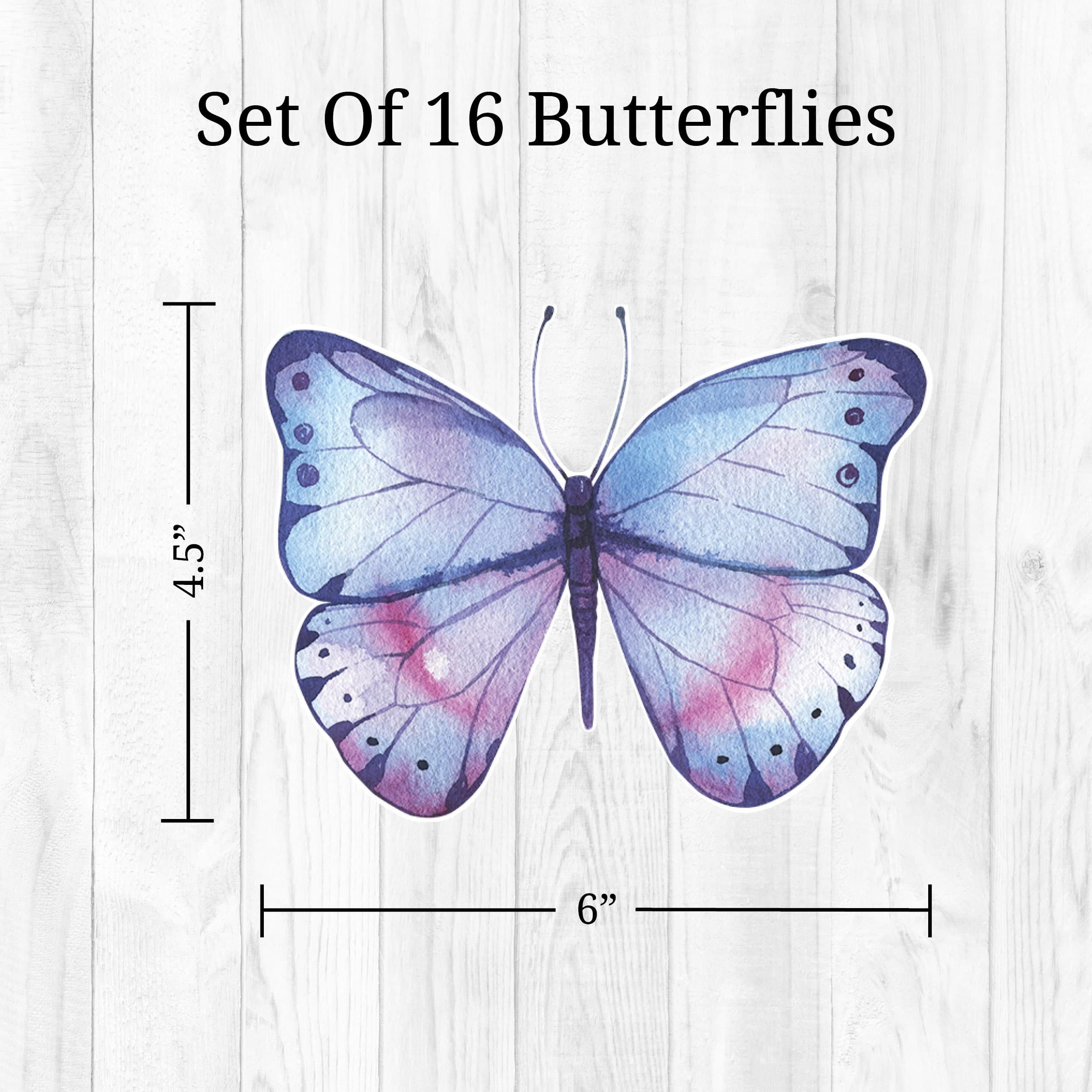 Watercolor Butterfly Wall Decals - Set of 16 Butterflies Stickers ...