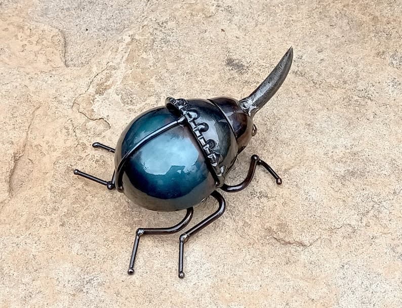 Welded Metal Beetle Sculpture, Steampunk Insect Figurine, Recycled Art ...