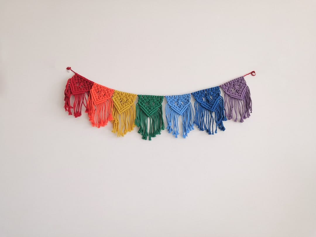 Boho Rainbow Macrame Bunting Garland