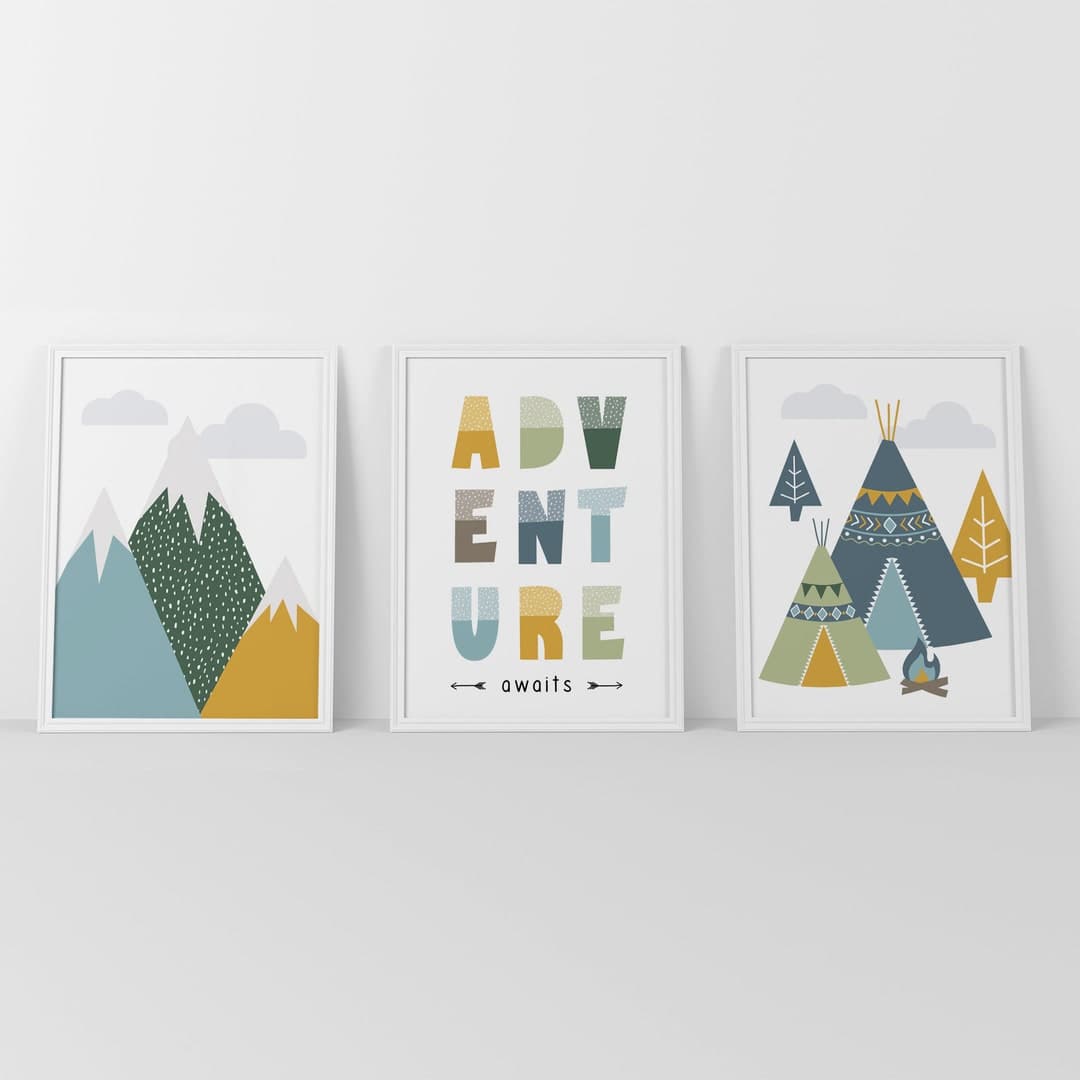 Print UNFRAMED | Nursery Adventure Awaits Print, Nursery Wall Art ...