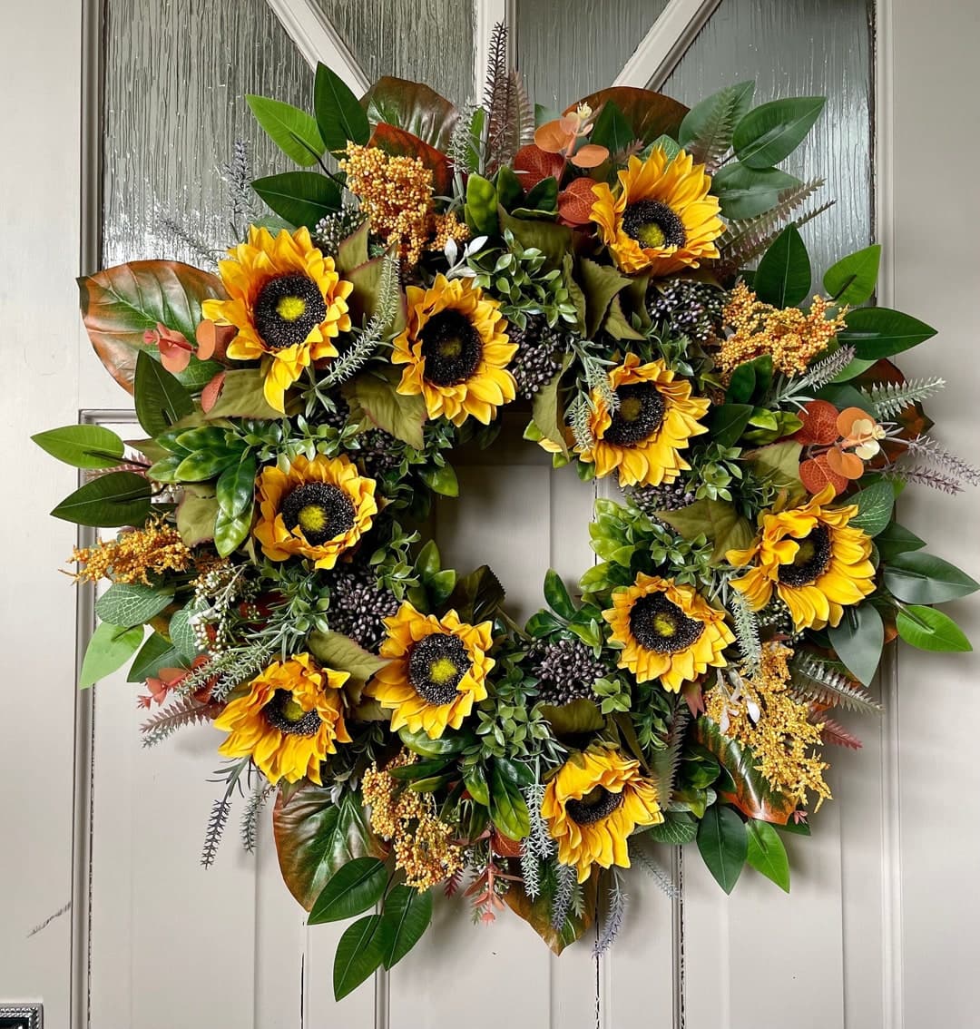 Sunflower Wreath for Front Door, Year Round, Autumnal Garland, Autumn ...