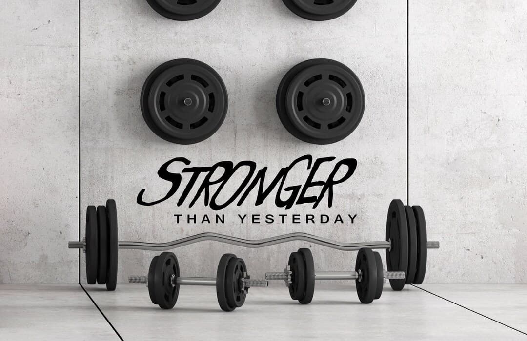 Stronger Than Yesterday, Gym Wall Vinyl Decal, Training Wall Decor ...