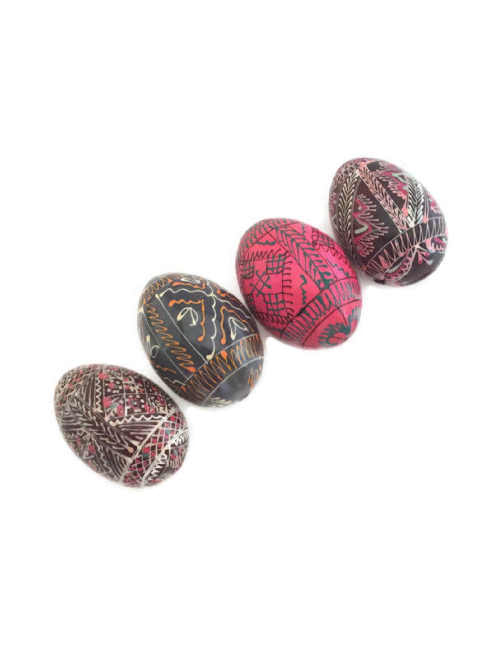 Set of 4 Hand Painted Wooden Easter Eggs Vintage Decorative - Etsy