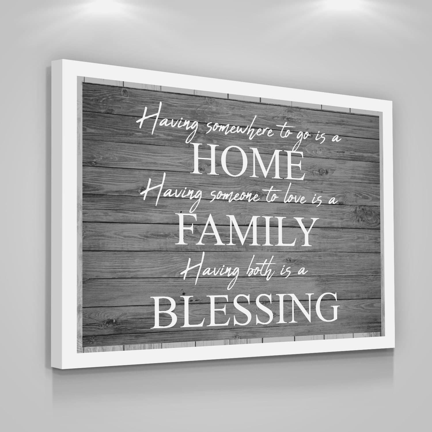 HOME FAMILY BLESSING Quote Canvas Print Love Home Wall Decor Wood ...