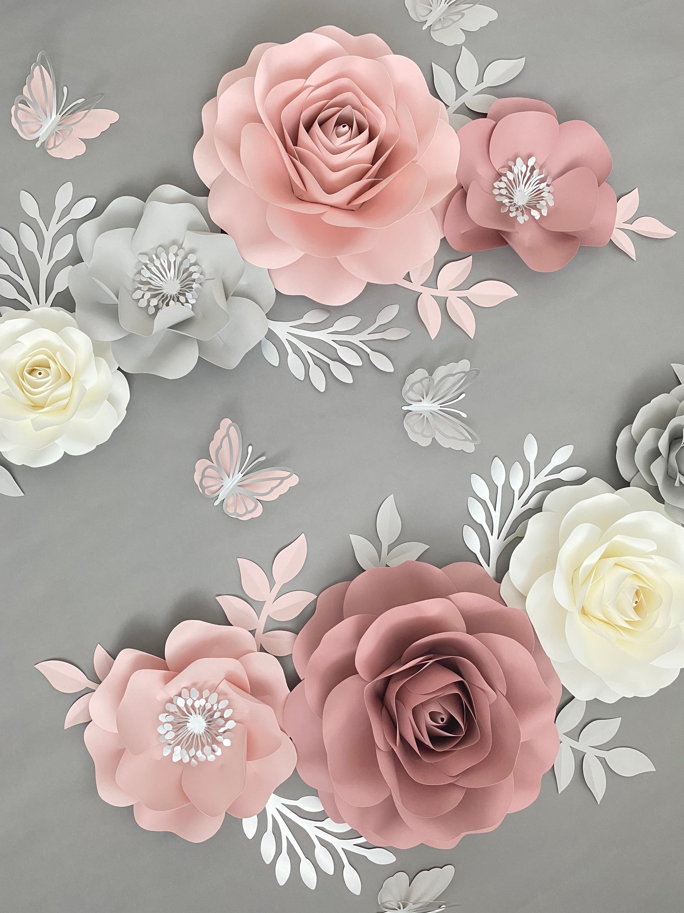 Dusty Rose Paper Flower Wall Decor: Nursery Rose Set - Etsy