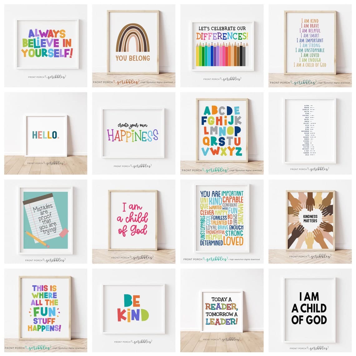 Positive Affirmations for Kids Classroom Art Motivational - Etsy
