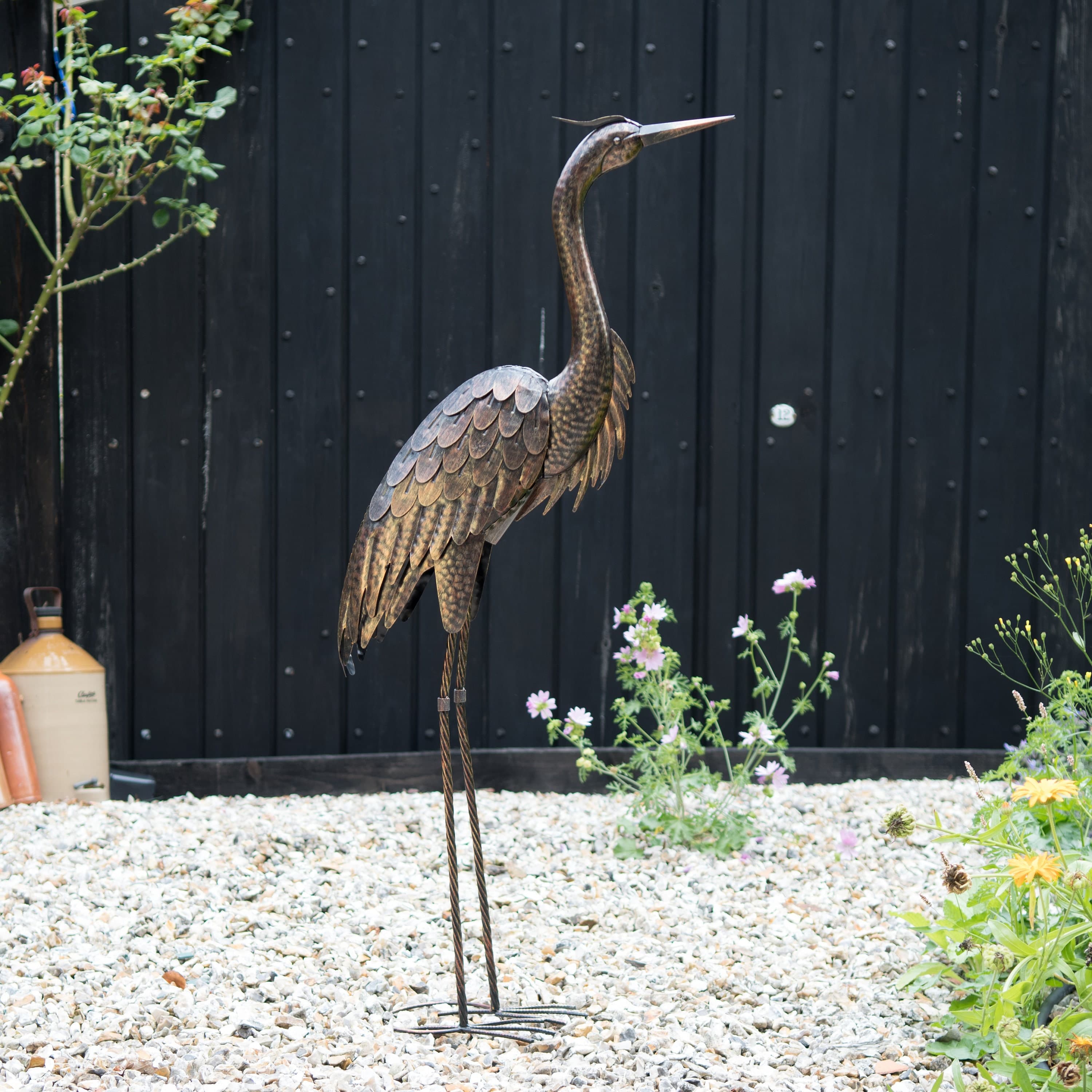 Large Metal Heron Statue Ornament Garden Statue Bird Yard - Etsy UK
