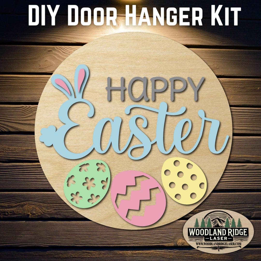 Happy Easter Eggs DIY Door Hanger Kit | Easter Egg Door Sign | Laser ...