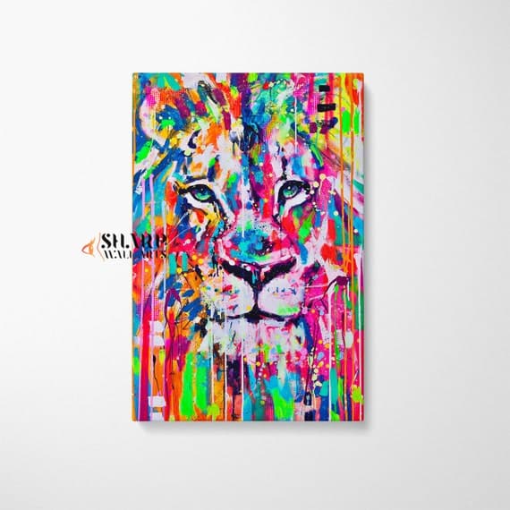 Colorful Lion Graffiti Wall Art Canvas Print Colorful Wall - Etsy