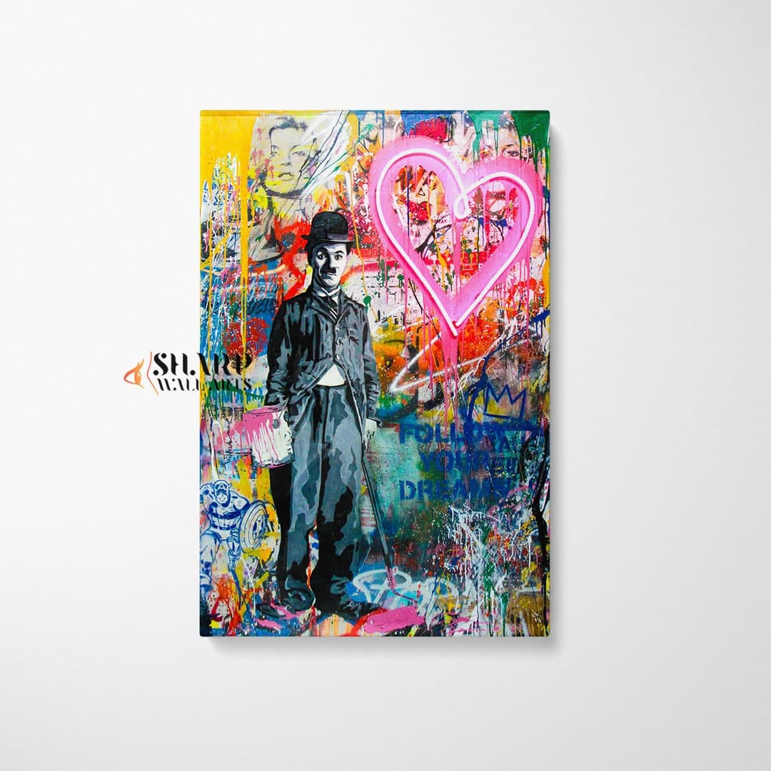 iCanvas Banksy Charlie Chaplin Canvas Print