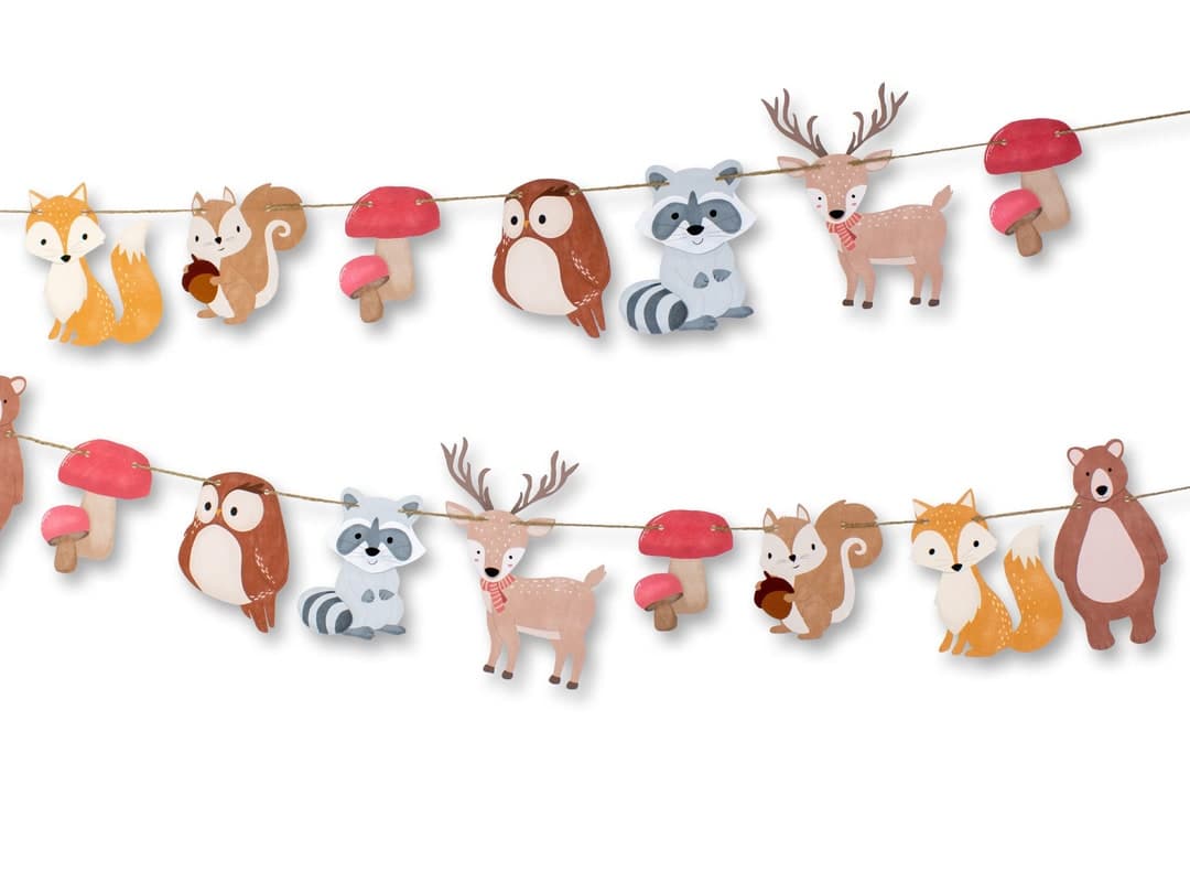 Woodland Animals Garland - Woodland Birthday Decoration - Wild One ...