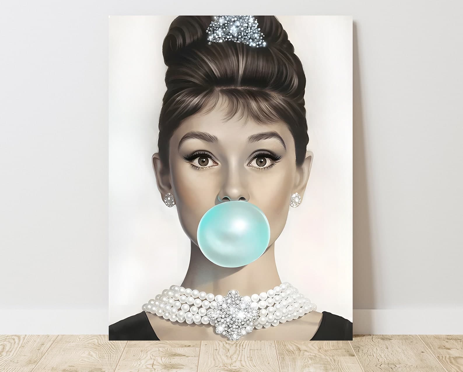 Audrey Hepburn Blue Bubble Gum Canvas Art Print J_391 - Etsy