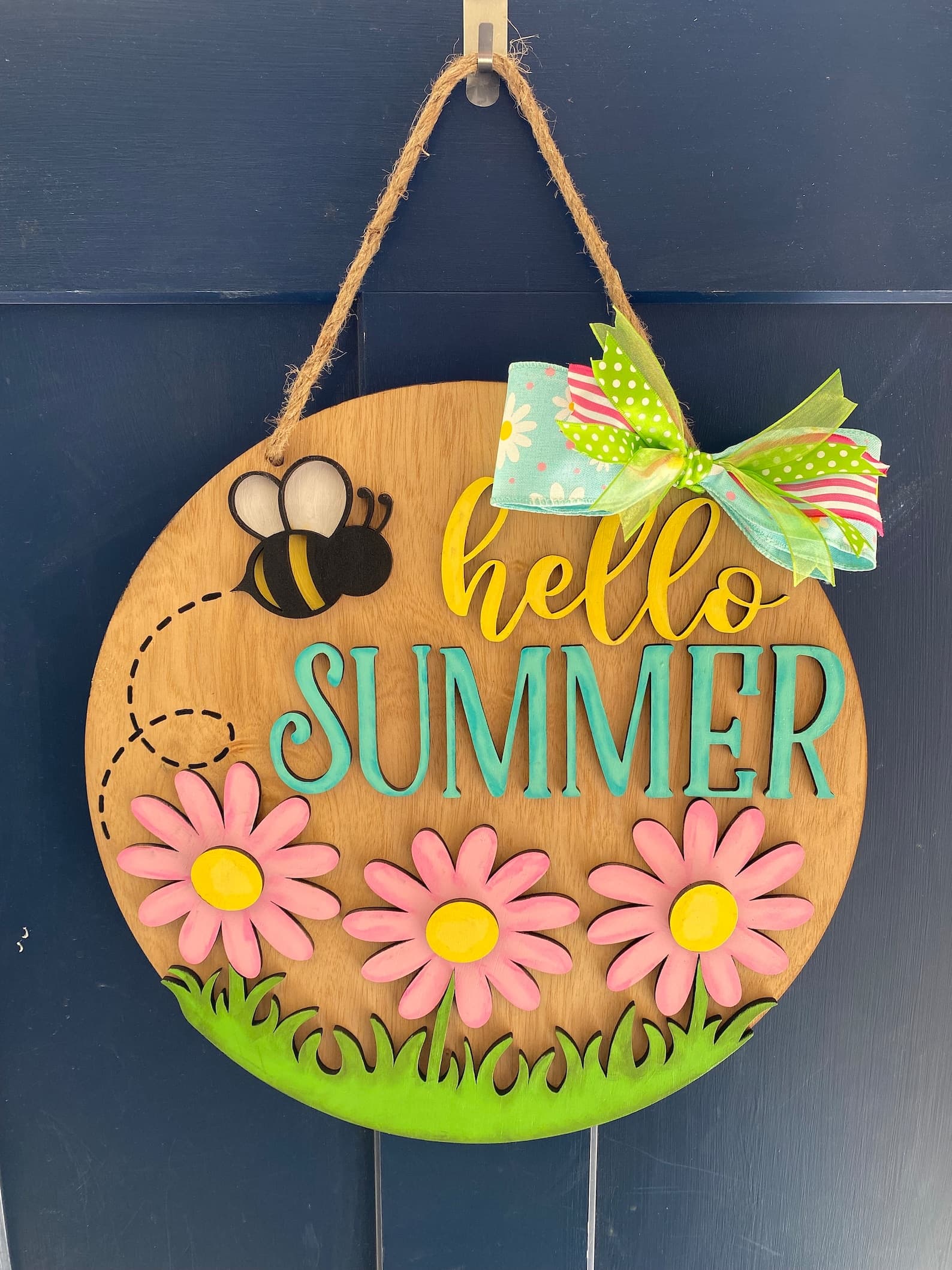 Hello Summer With Bee Door Sign - Etsy