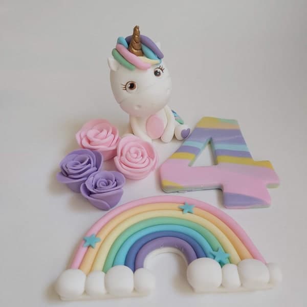 Unicorn Fondant Cake Topper - Etsy