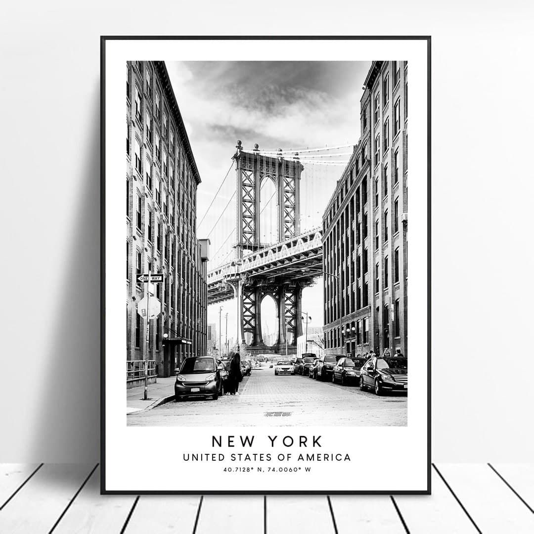 New York Travel Print Black and White New York City Poster Brooklyn ...