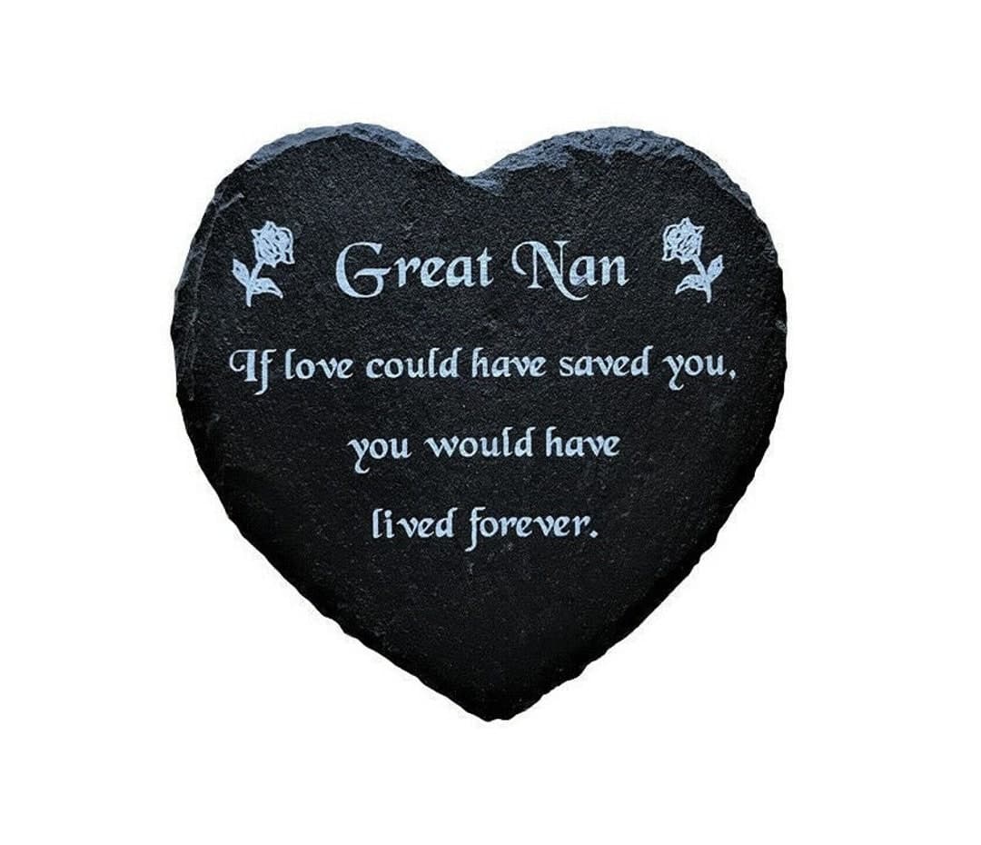 Engraved Natural Slate Heart Memorial Grave Marker Headstone Outside ...