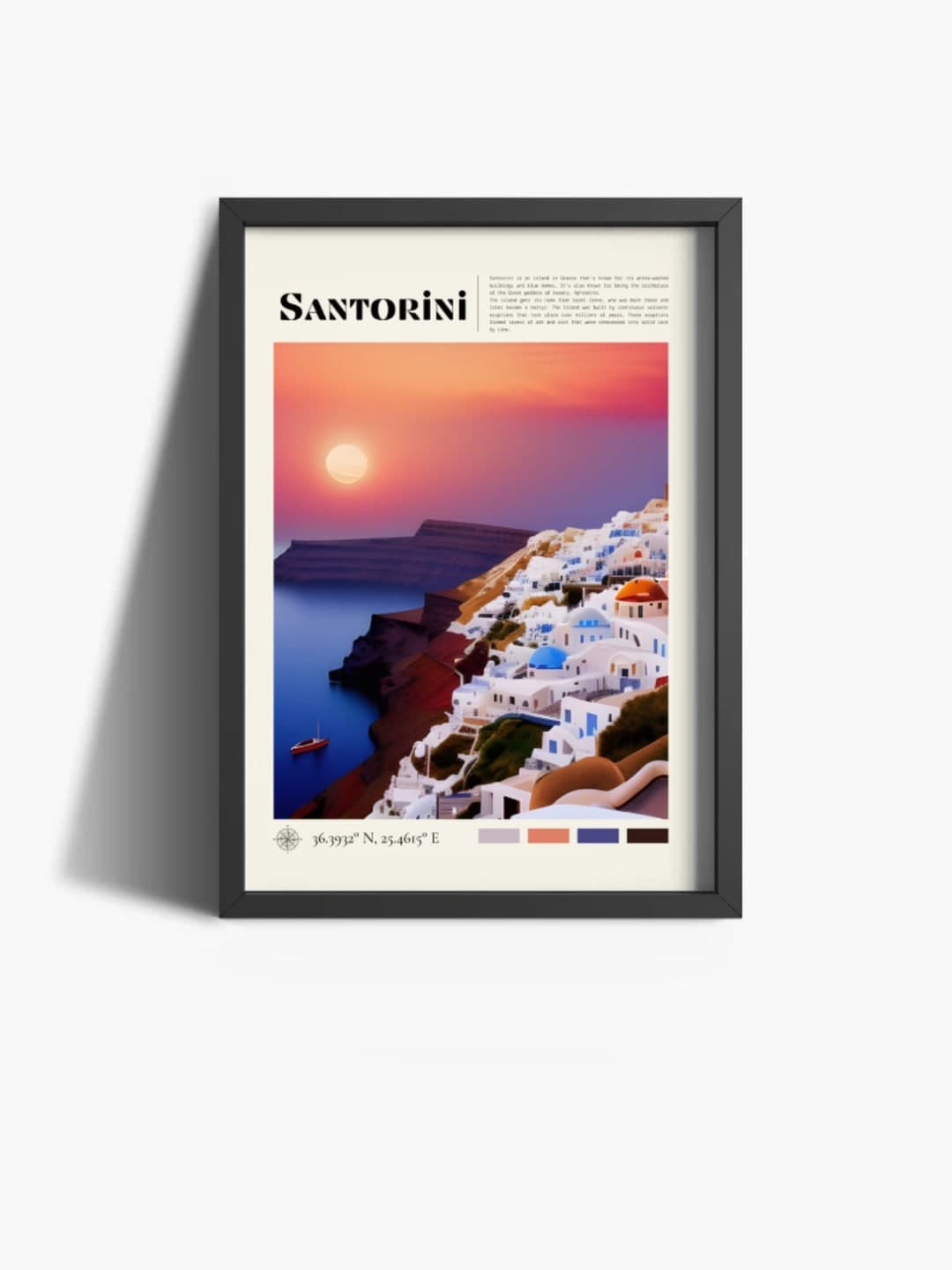 Santorini Travel Poster, Santorini Print, Greece Poster, Retro Travel ...
