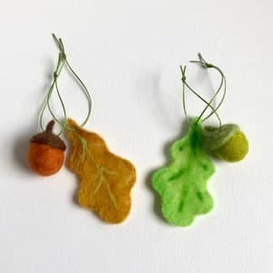 Customisable Autumn Acorn and Oak Leaf Decorations, Needle …