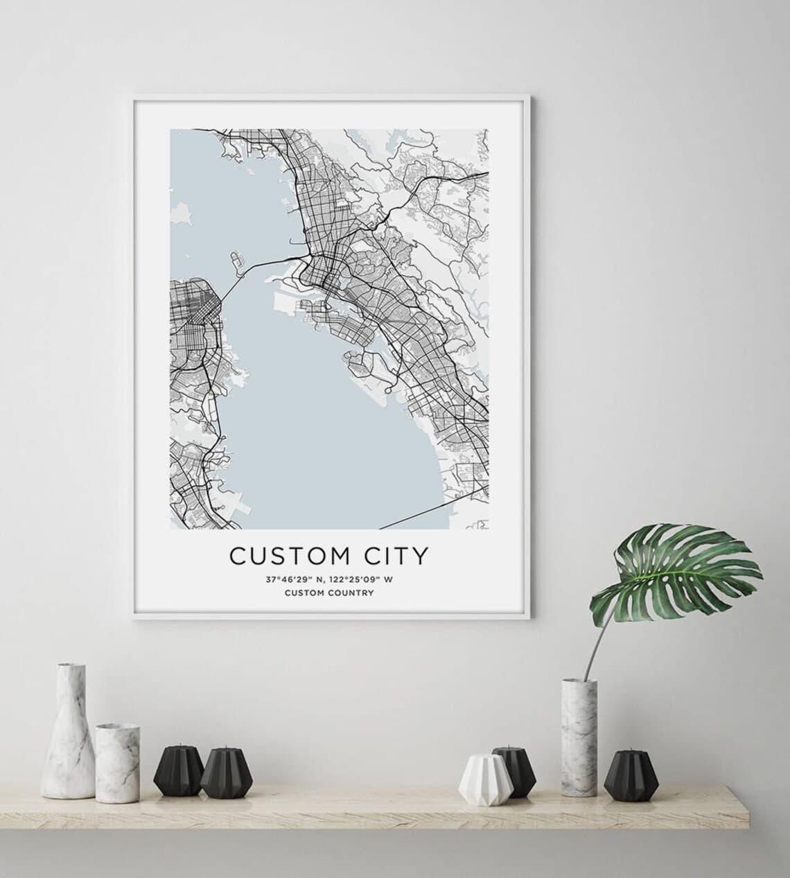 Hometown Street Map Poster Custom City Map Art Print and Frame Canvas ...