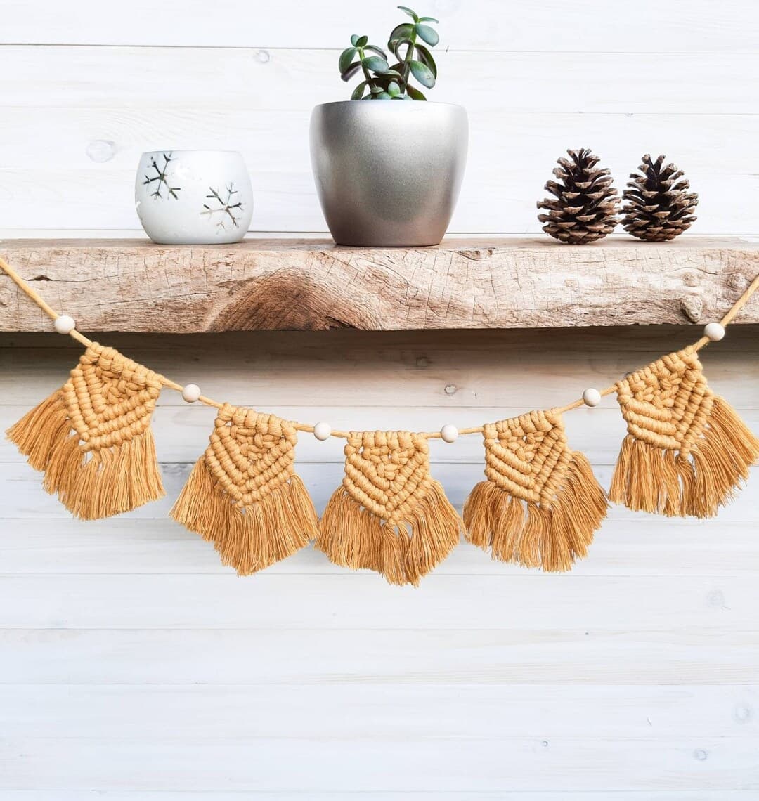 Bohemian Garland | Macrame Banner | Fireplace Garland | Mustard Macrame ...