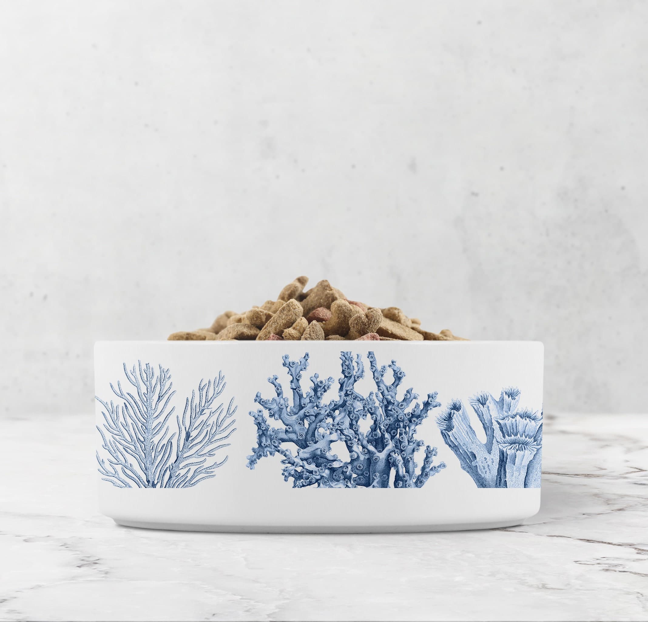 Blue Coral Reef Ceramic Dog Bowl: Coastal Pet Food Dish, Cat Water Bowl ...