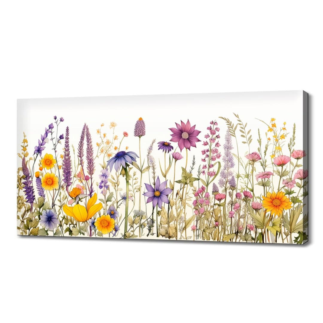 Colourful Wildflowers Field Meadow Art Print | Meadow Flowers Canvas ...