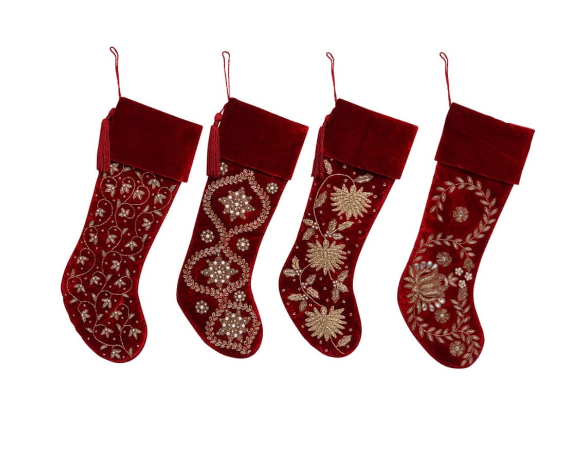 Handmade Velvet Christmas Stocking Set of 4 luxury Christmas - Etsy
