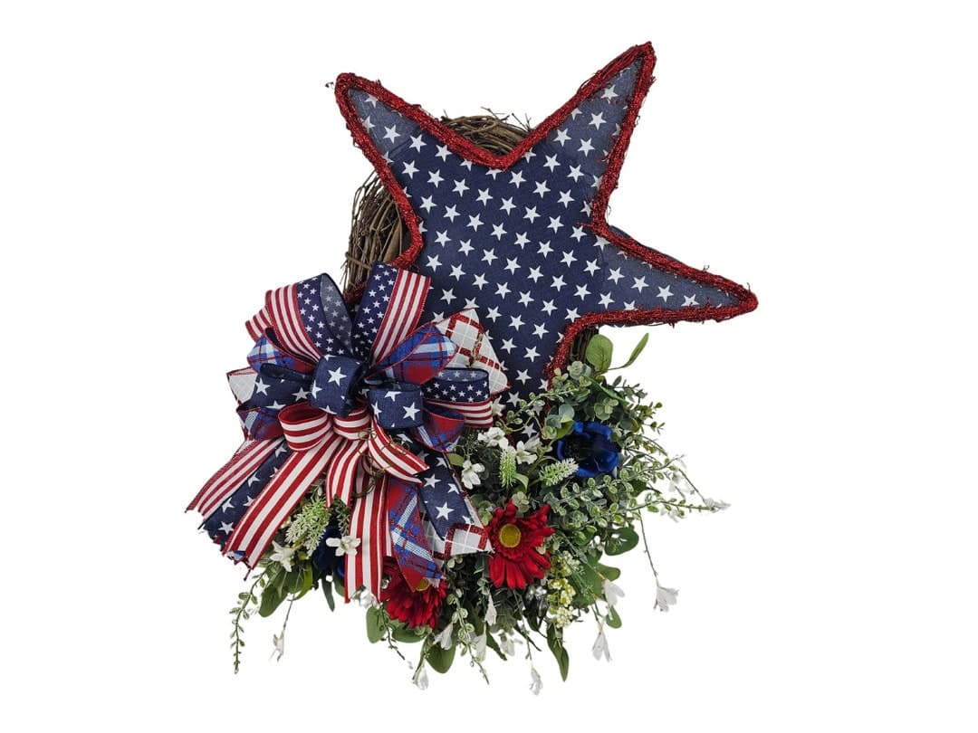 Patriotic Star Wreath, 4th of July Wreath, Red White Blue Wreath ...