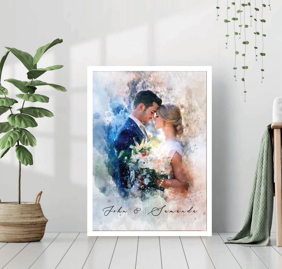 Custom Watercolor Couple Portrait, Anniversary Gift (digital File or ...
