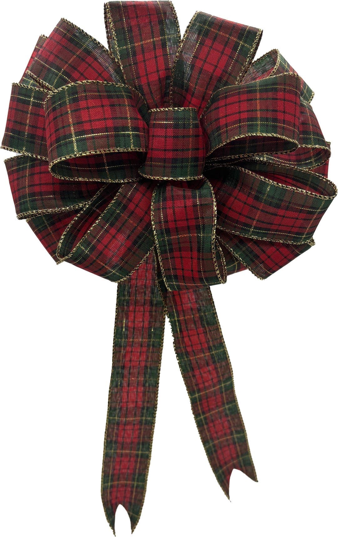 Red and Green Plaid Christmas Bow, Tartan Wired Ribbon Holiday Decor ...
