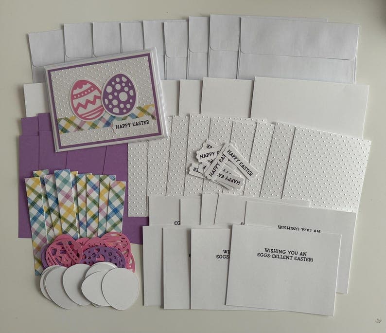 DIY Set of 10 Easter Card Kit, Easter Eggs, 1 Sample + Supplies for 9 ...