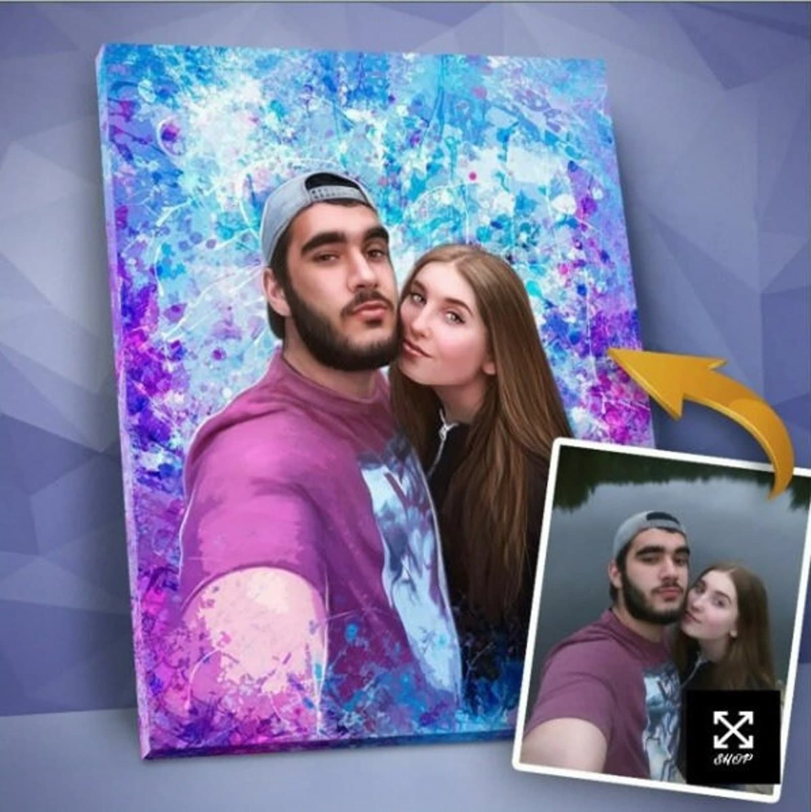 Picture on Canvas Custom Portrait Photo Framed Couple Portrait Wall Art ...