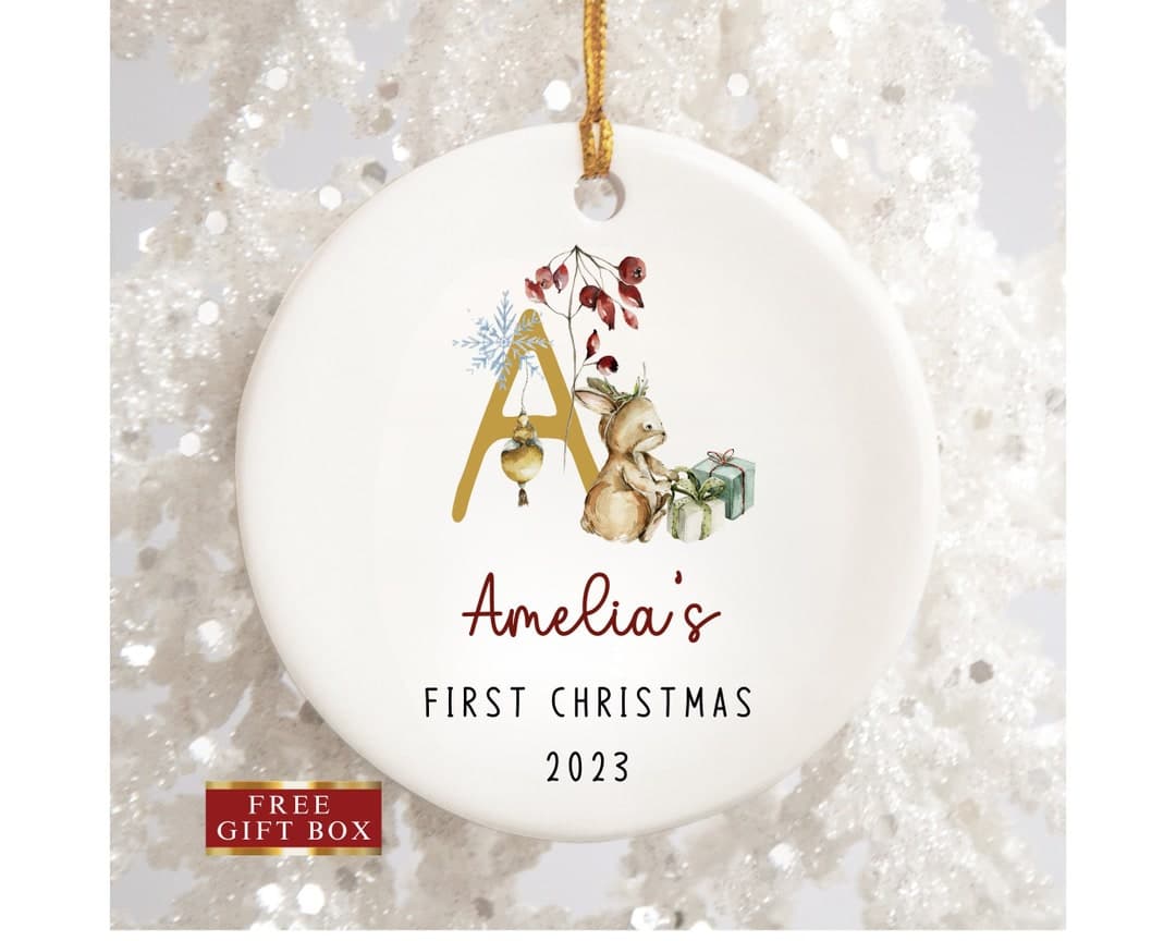 Babys First Christmas Ornament, Personalized Letter Ornament ...