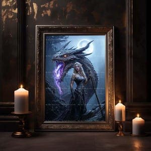 Dragon Mage Art Print - Fantasy Decor, Moody Poster, Folklore Gothic ...
