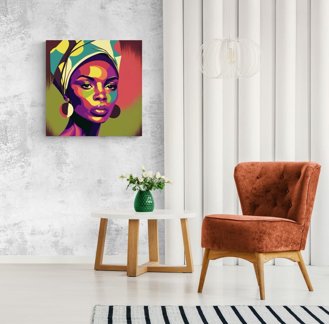 Colorful African Woman Portrait. African Art. Wrapped Canvas Wall Art ...