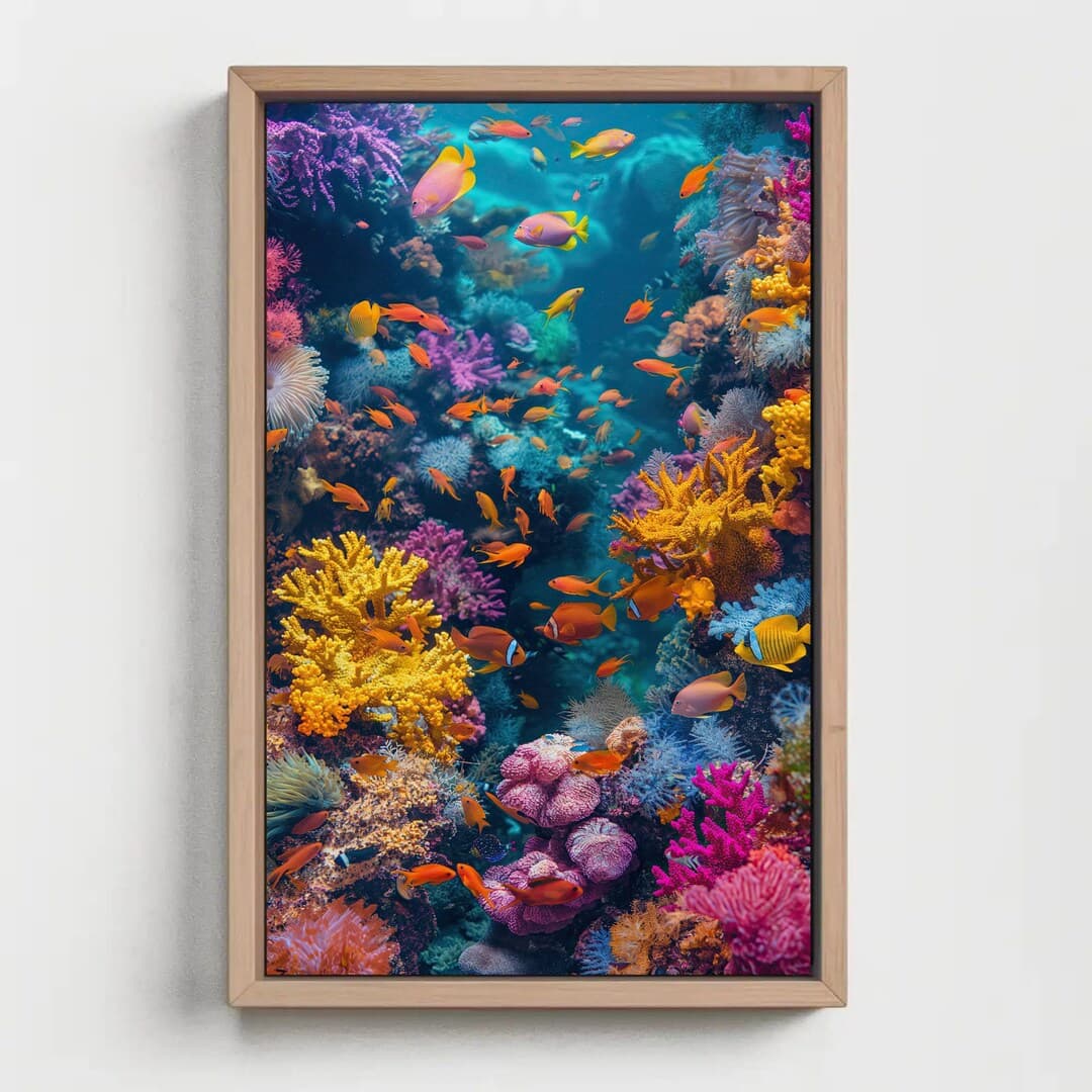 Coral Reef Colorful Print, Framed Art, Vibrant Ocean Canvas, Underwater ...
