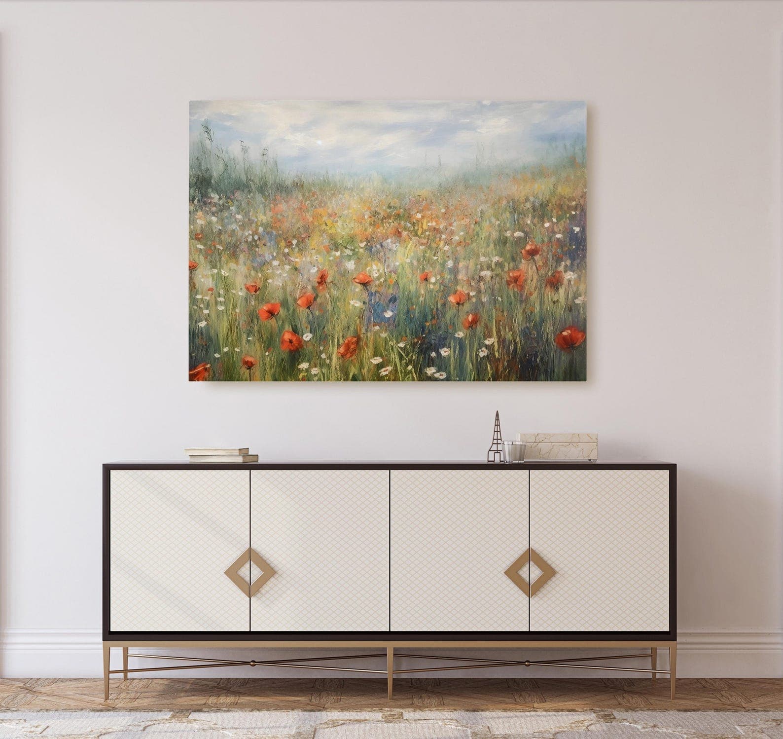 Flower Meadow Canvas Wall Art Print, Wildflower Field Art, Floral Wall ...