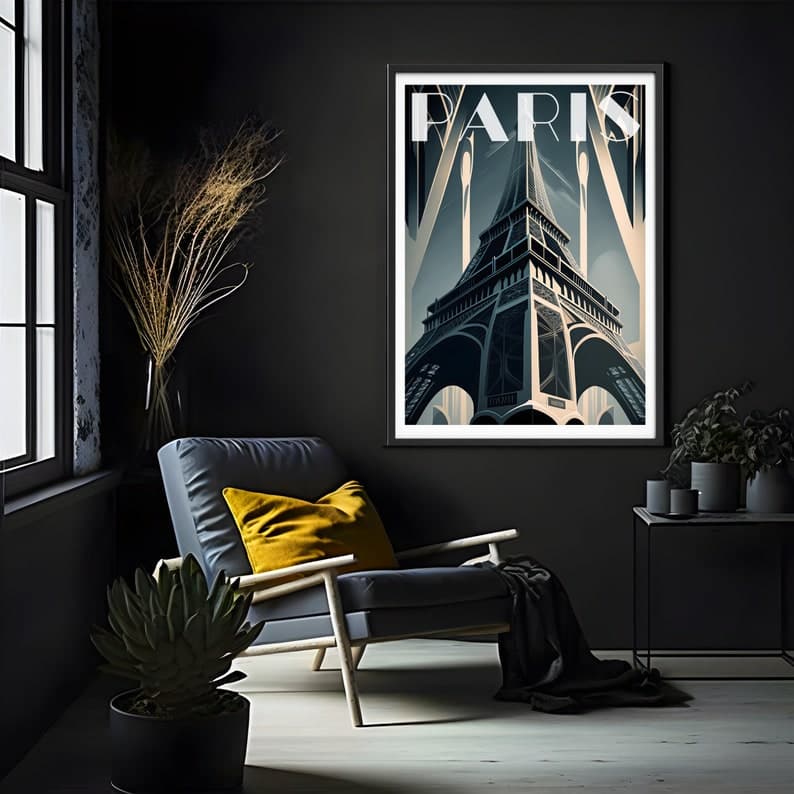 Eiffel Tower Paris Art Deco Prints Wall Decor Vintage Paris Poster Art ...