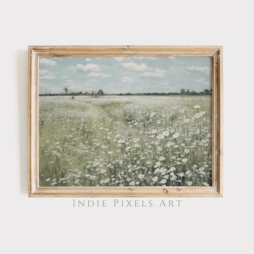 Spring Meadow Painting Wildflower Field Spring Landscape Print Painting ...