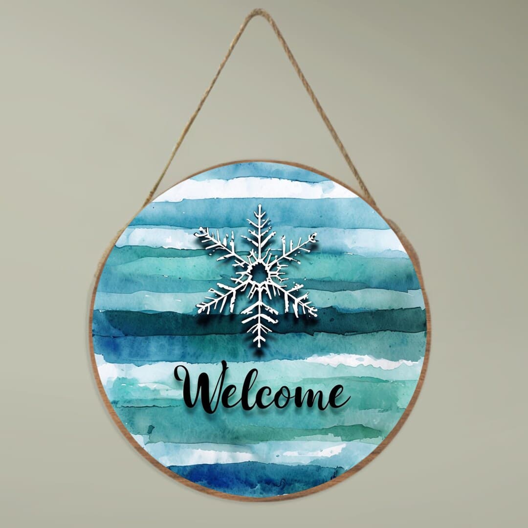 Winter Door Sign Rustic Holiday Door Decor, Snowflake & Pinecone Design ...