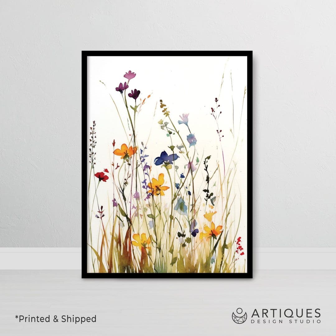 Wild Flower Watercolor Floral Canvas Wall Art Botanical Wall Art ...