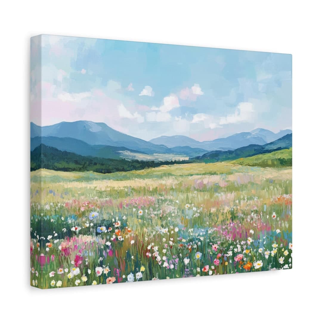 Wildflower Field Canvas Art, Landscape Painting, Nature Wall Decor - Etsy