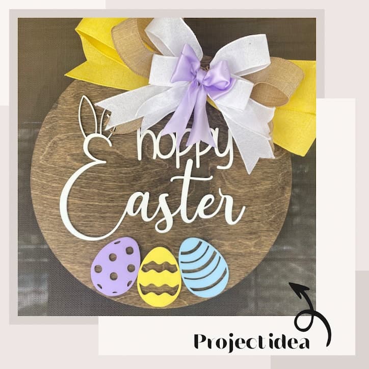 Hoppy Easter Door Hanger SVG File Laser Cutting Machine Wall Decor ...