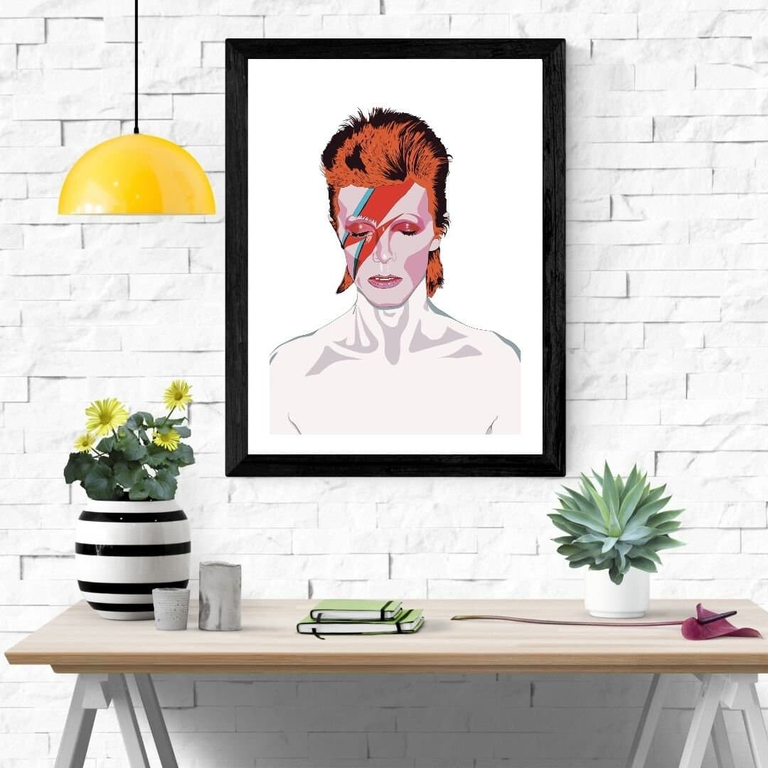 David Bowie Aladdin Sane Pop Art Print, Iconic Ziggy Stardust Wall Art ...