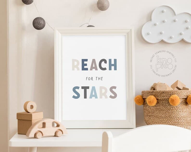 Reach for the Stars Inspirational Space-themed Toddler Room Poster ...