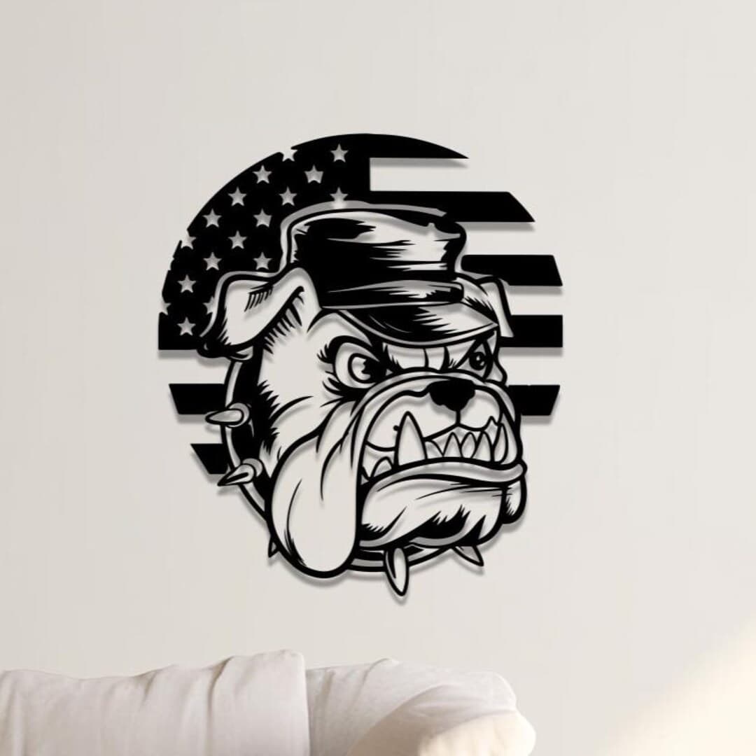 Military Bulldog Metal Wall Art: Patriotic Home Decor - Etsy