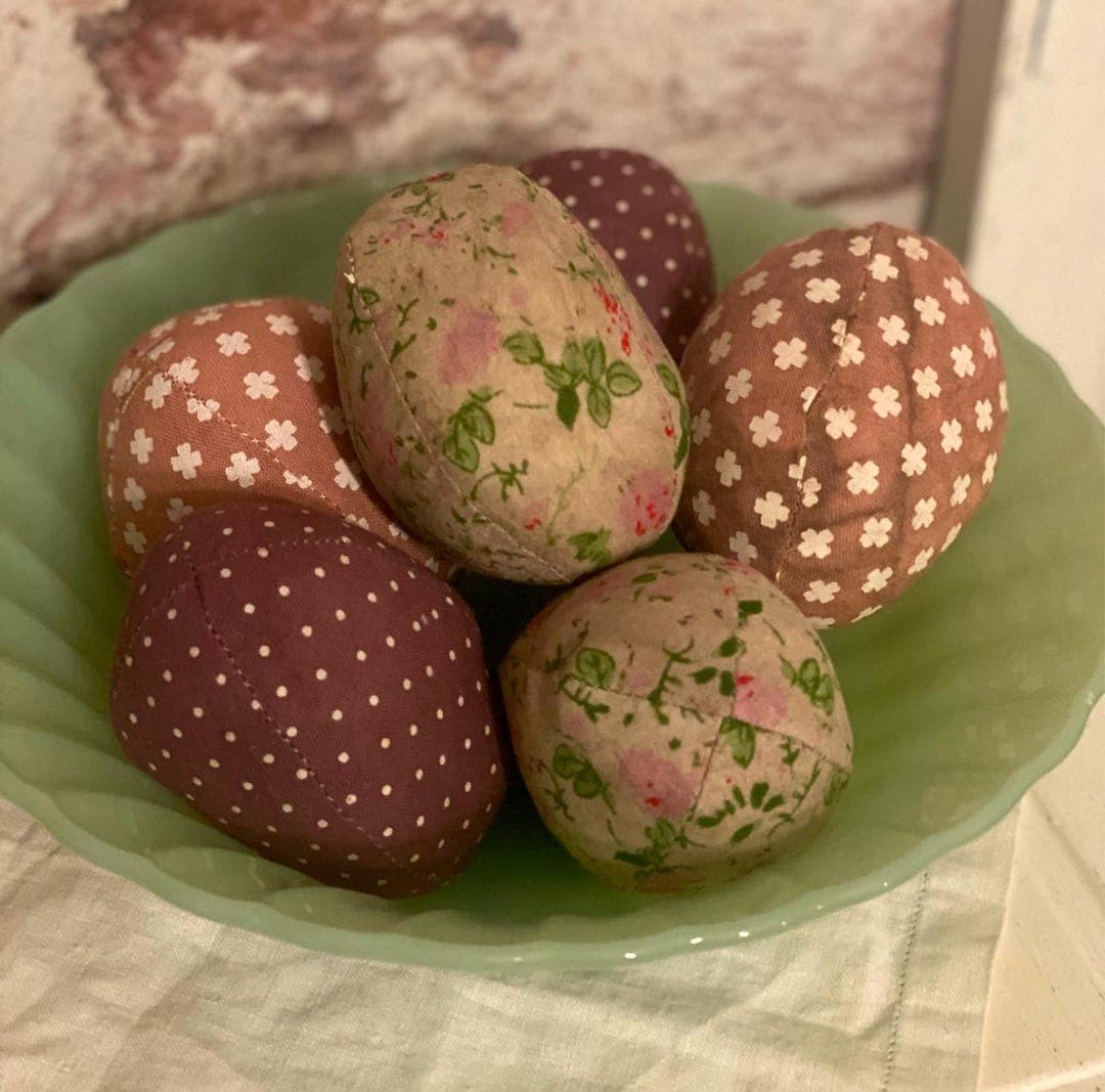 Vintage Fabric Eggs- SET of 3 Vintage Easter Eggs- Vintage Print Fabric ...