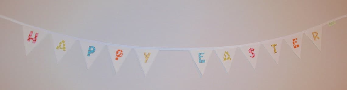 HAPPY EASTER pennant bunting fabric Easter banner pink blue | Etsy
