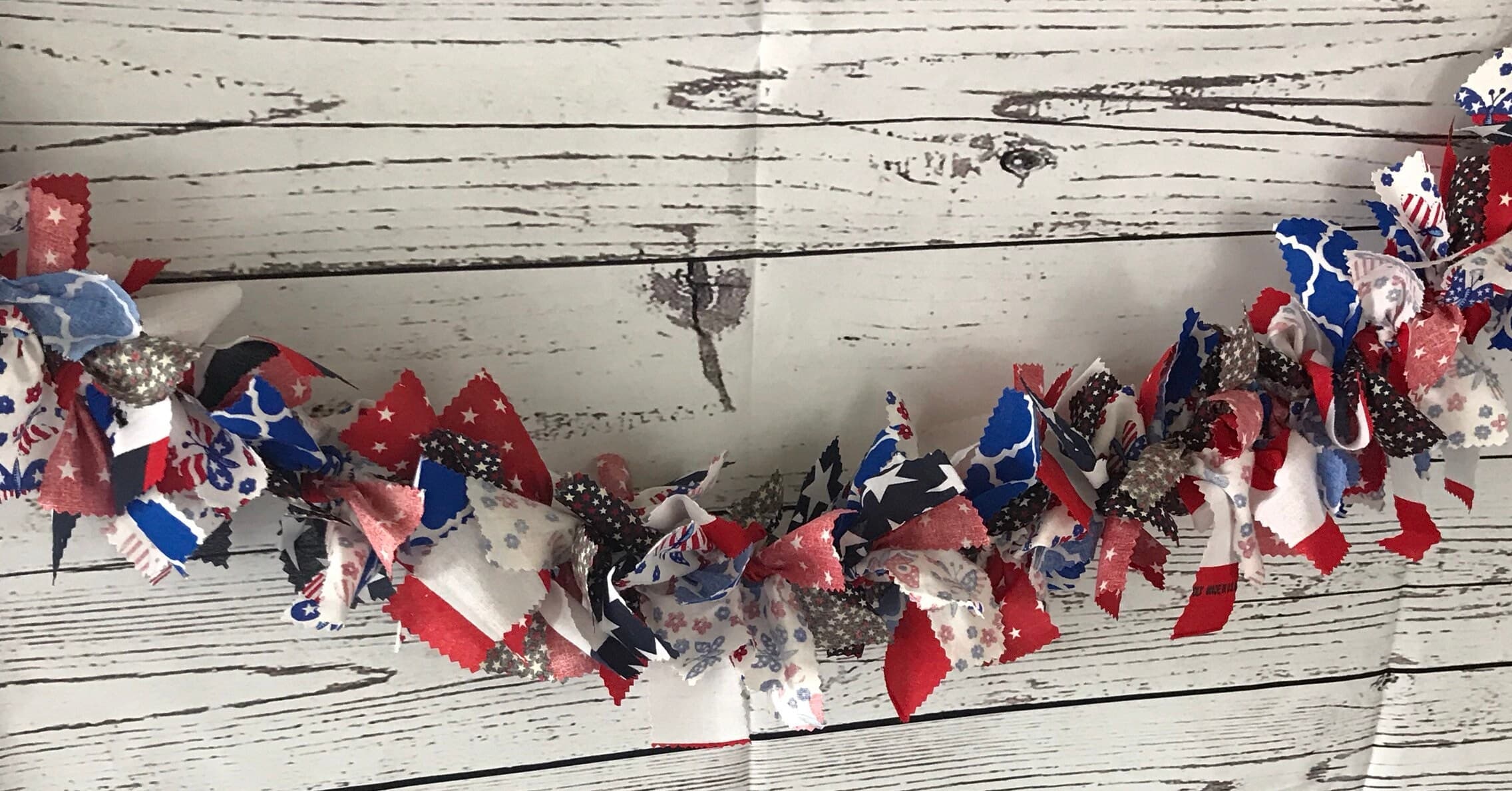 Patriotic Red White Blue Fabric Garland for July | Etsy